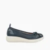 Ballerine con Zeppa in Pelle Blu