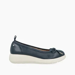 Ballerine con Zeppa in Pelle Blu