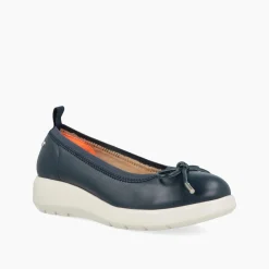 Ballerine con Zeppa in Pelle Blu