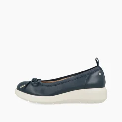 Ballerine con Zeppa in Pelle Blu