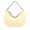 Borsa a Mano con Tracolla in Pelle Ecru