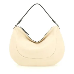 Borsa a Mano con Tracolla in Pelle Ecru