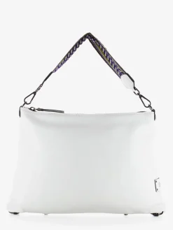 Borsa a Spalla Trasformabile in Pelle Bianca con Tracolla