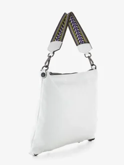 Borsa a Spalla Trasformabile in Pelle Bianca con Tracolla