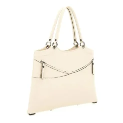 Borsa a Spalla Trasformabile in Pelle Ecrù con Tracolla