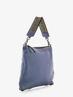 Borsa a Spalla Trasformabile in Pelle Fiordaliso con Tracolla