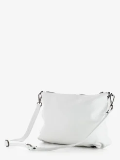 Borsa a Spalla Trasformabile in Pelle Bianca con Tracolla