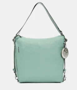 Borsa Convertibile Zaino in Pelle Verde Acqua