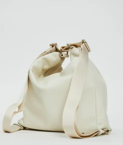 Borsa Convertibile Zaino in Pelle Mandorla