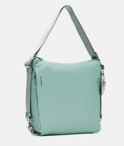 Borsa Convertibile Zaino in Pelle Verde Acqua