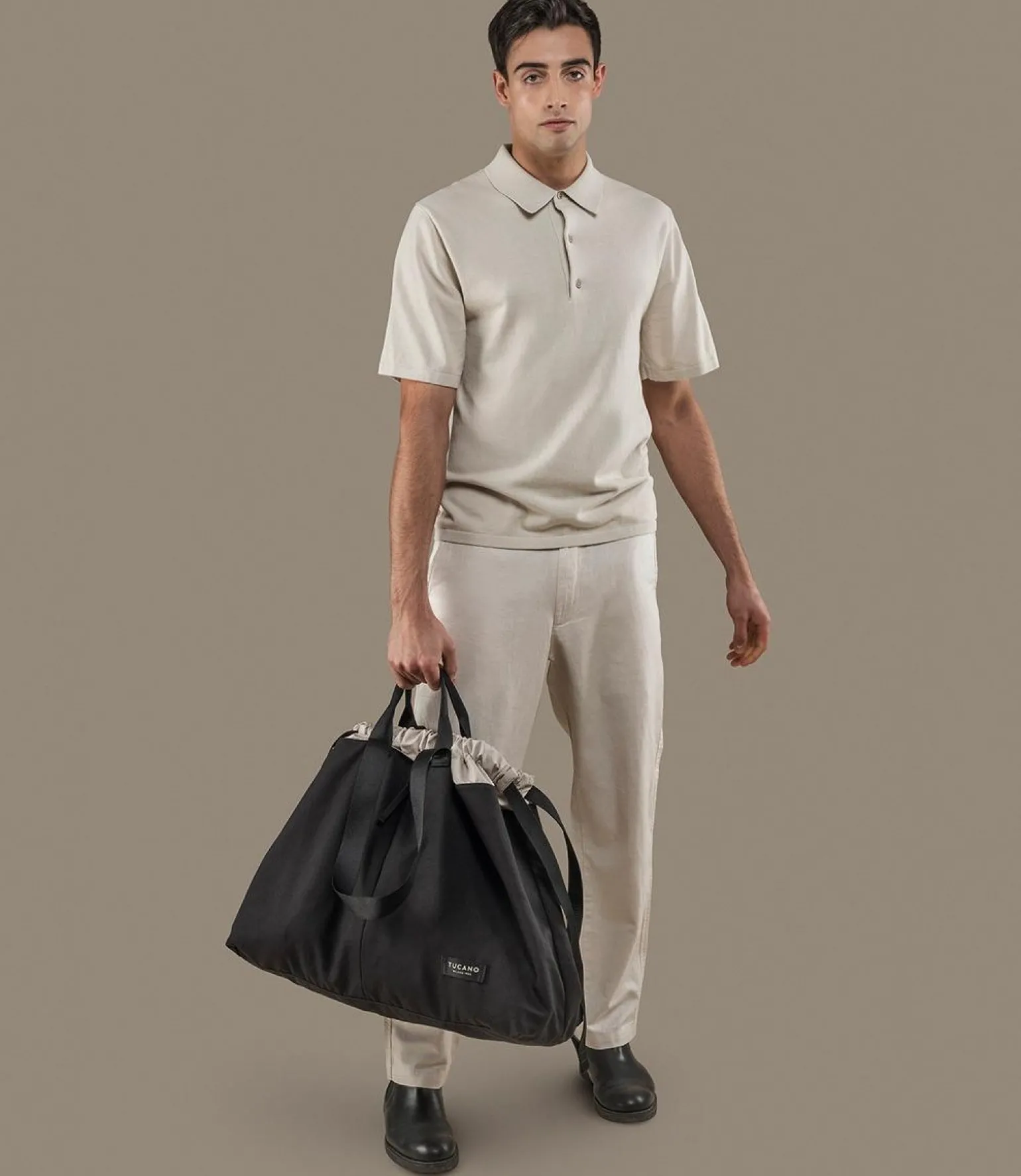 Borsa Shopper Large Unisex in Canvas Nero