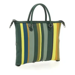 Borsa Shopper Trasformabile in Pelle Righe Toni Bosco