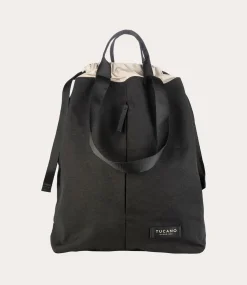 Borsa Shopper Verticale Unisex in Canvas Nero