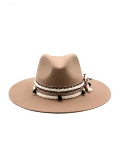Cappello Fedora Unisex Beige con Nastro