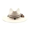 Cappello Fedora Unisex Bianco con Nastro