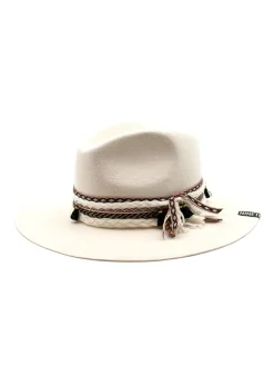 Cappello Fedora Unisex Bianco con Nastro