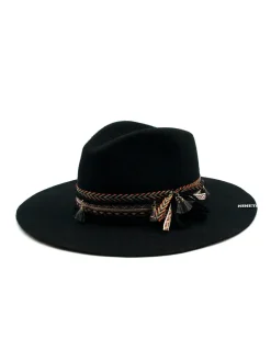 Cappello Fedora Unisex Nero con Nastro