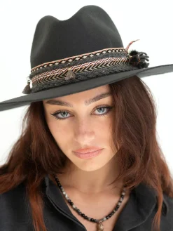 Cappello Fedora Unisex Nero con Nastro