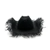 Cappello Texano Sfrangiato in Carta Nero