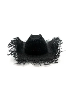 Cappello Texano Sfrangiato in Carta Nero