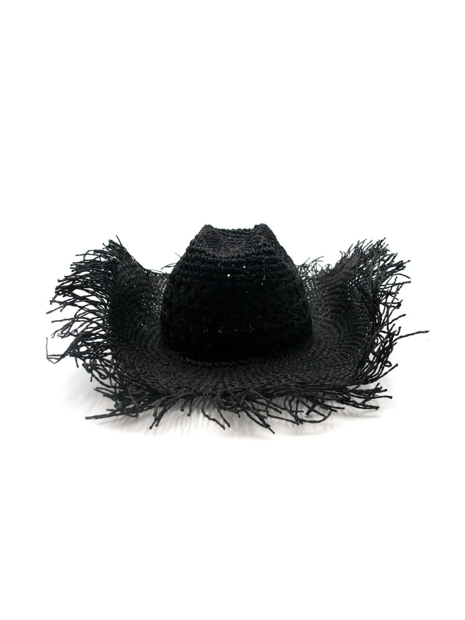 Cappello Texano Sfrangiato in Carta Nero