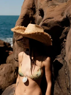 Cappello Texano Sfrangiato in Rafia Naturale