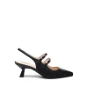 Chanel a Punta in Pelle Nera Tacco Rocchetto