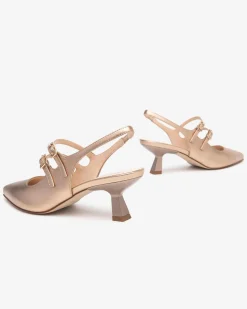 Chanel a Punta in Pelle Sandalo Tacco Rocchetto