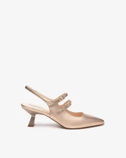 Chanel a Punta in Pelle Sandalo Tacco Rocchetto