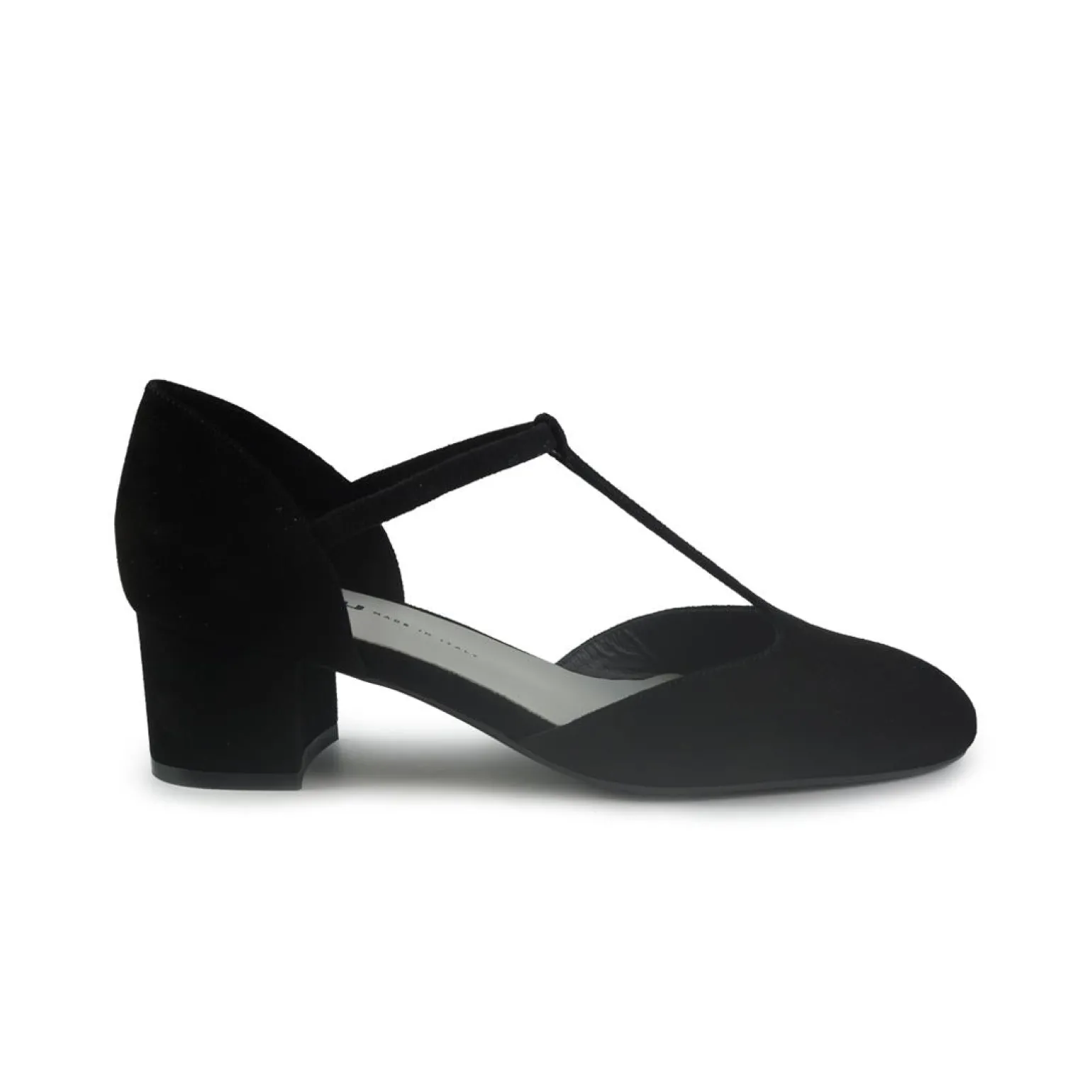 Decolletè Mary Jane Charleston in Camoscio Nero