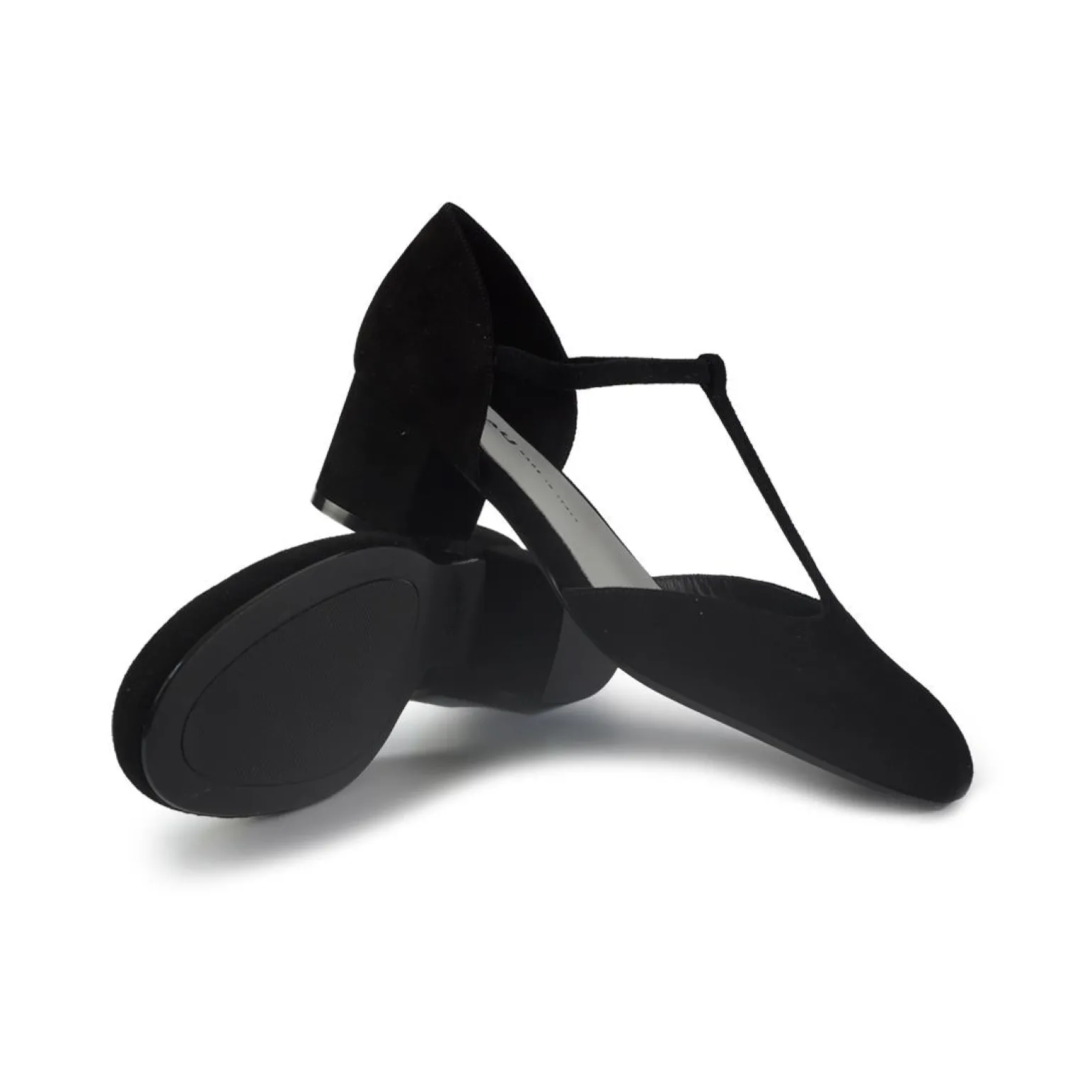 Decolletè Mary Jane Charleston in Camoscio Nero