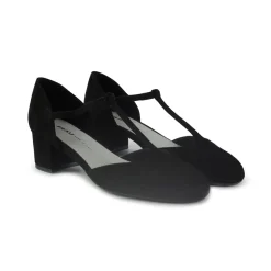 Decolletè Mary Jane Charleston in Camoscio Nero