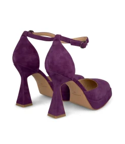 Decolletè Tacco Alto Plateau Camoscio Viola