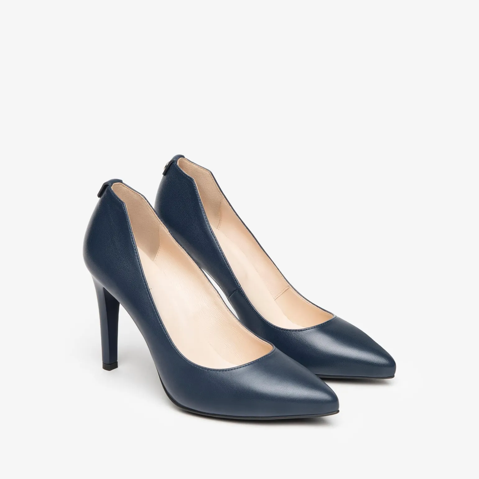 Decollete Tacco Spillo Pelle Blu Premium Collection