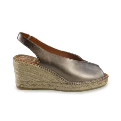 Espadrillas Alta in Pelle Lminato Fumo
