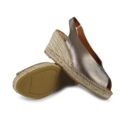 Espadrillas Alta in Pelle Lminato Fumo