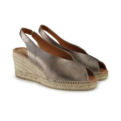 Espadrillas Alta in Pelle Lminato Fumo