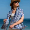 Foulard in Cotone Stampato Fantasia Blu