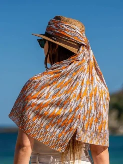 Foulard in Cotone Stampato Fantasia Arancio