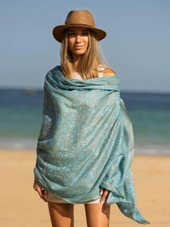 Foulard in Cotone Stampato Fantasia Grigio