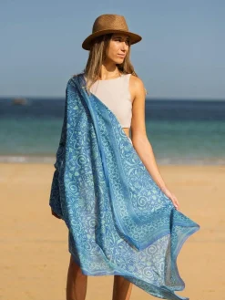 Foulard in Cotone Stampato Fantasia Azzurro