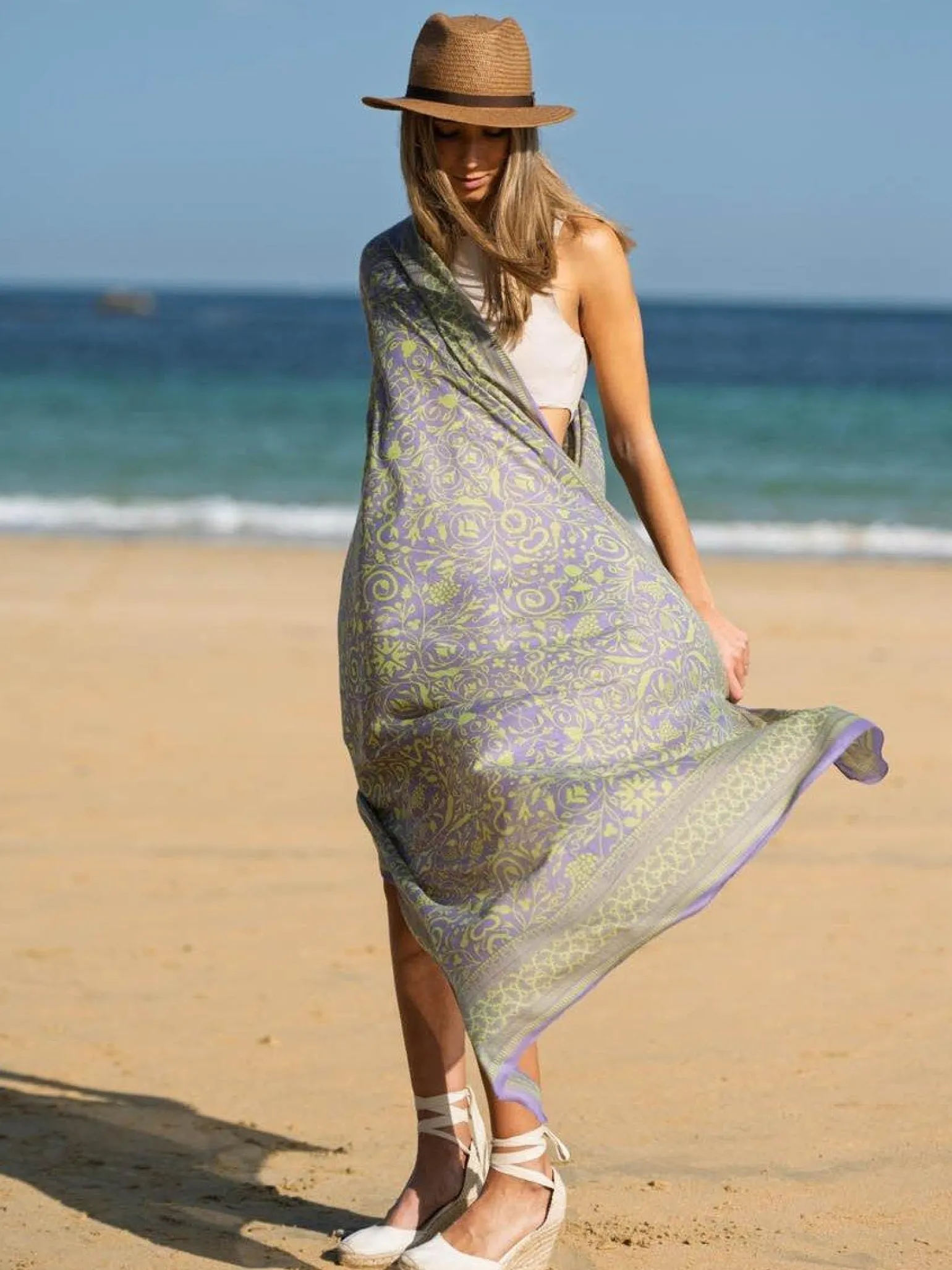 Foulard in Cotone Stampato Fantasia Lavamnda