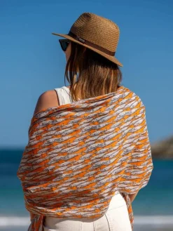 Foulard in Cotone Stampato Fantasia Arancio