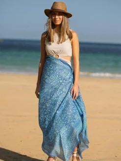 Foulard in Cotone Stampato Fantasia Azzurro