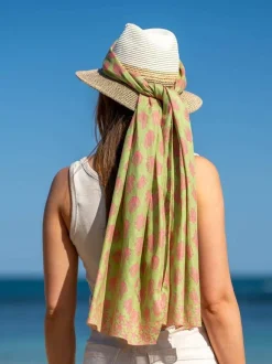 Foulard in Cotone Stampato Fantasia Verde