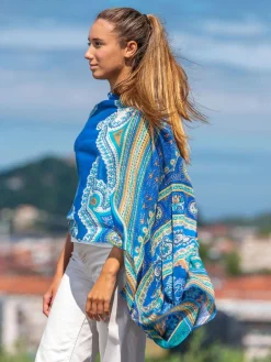 Foulard in Lana Misto Seta Blu