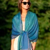 Foulard in Lana Misto Seta Azzurro Verde