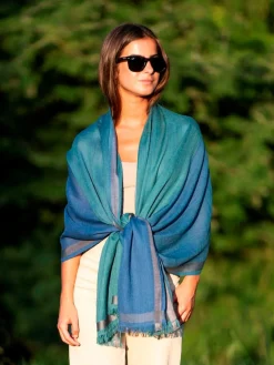 Foulard in Lana Misto Seta Azzurro Verde