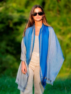 Foulard in Lana Misto Seta Azzurro