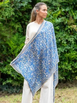 Foulard in Lana Misto Seta Azzurro